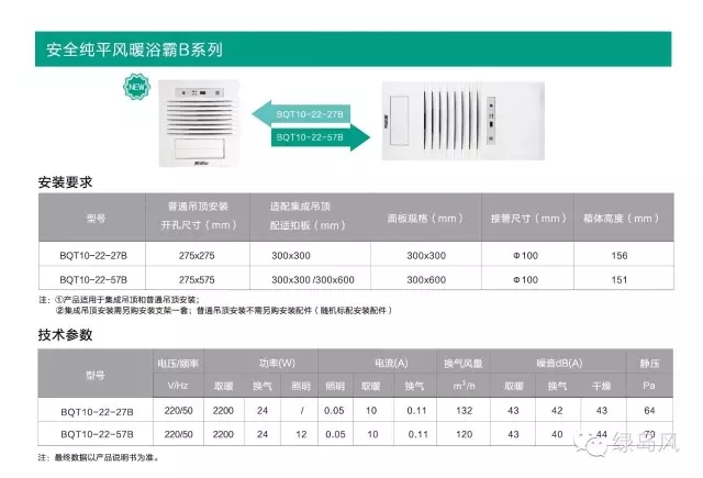 绿岛风风暖浴霸换气扇参数